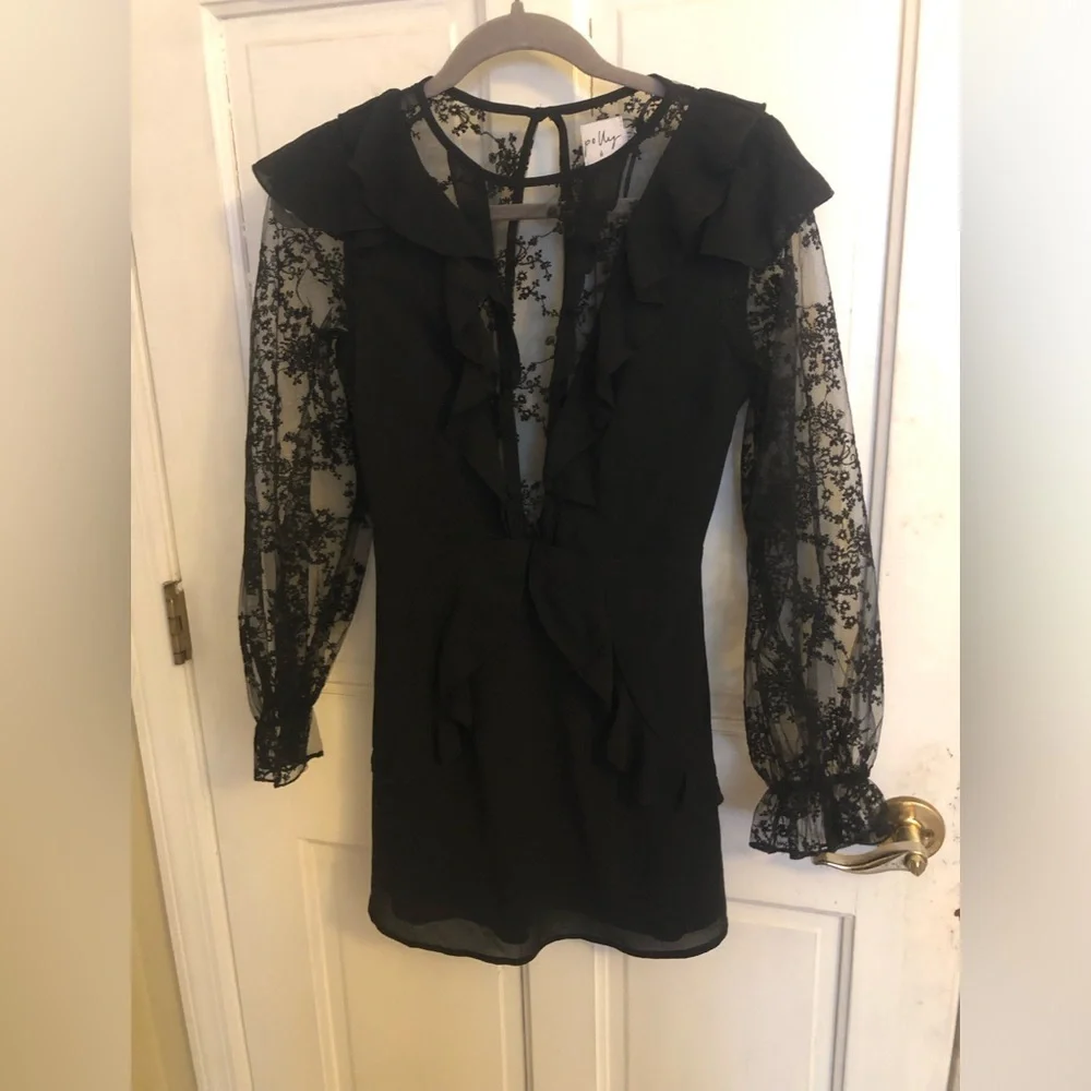 Princess Polly Dress Black Floral Lace Mini Sorcerer Design